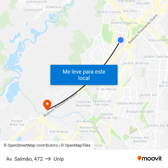 Av. Salmão, 472 to Unip map