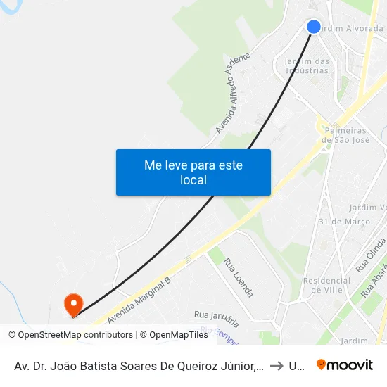 Av. Dr. João Batista Soares De Queiroz Júnior, 1172 to Unip map