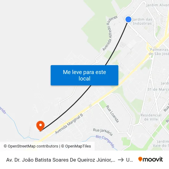 Av. Dr. João Batista Soares De Queiroz Júnior, 2047 to Unip map
