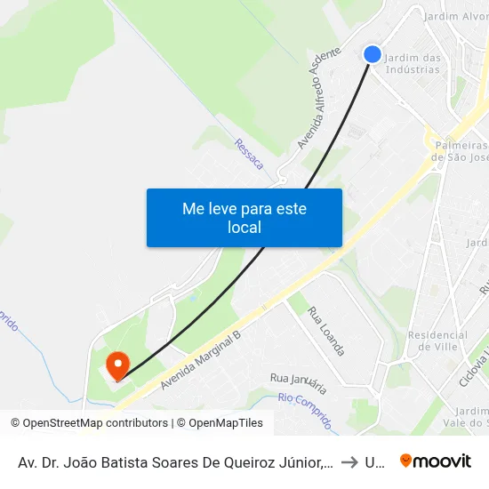 Av. Dr. João Batista Soares De Queiroz Júnior, 1950 to Unip map