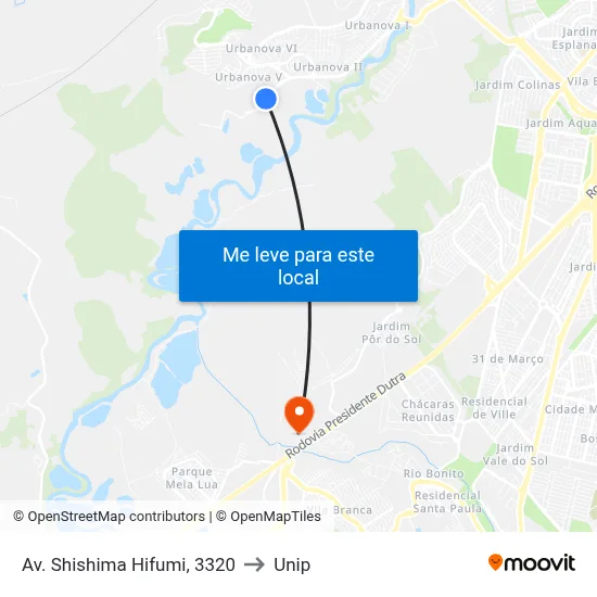 Av. Shishima Hifumi, 3320 to Unip map