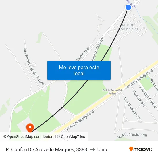 R. Corifeu De Azevedo Marques, 3383 to Unip map