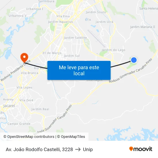 Av. João Rodolfo Castelli, 3228 to Unip map