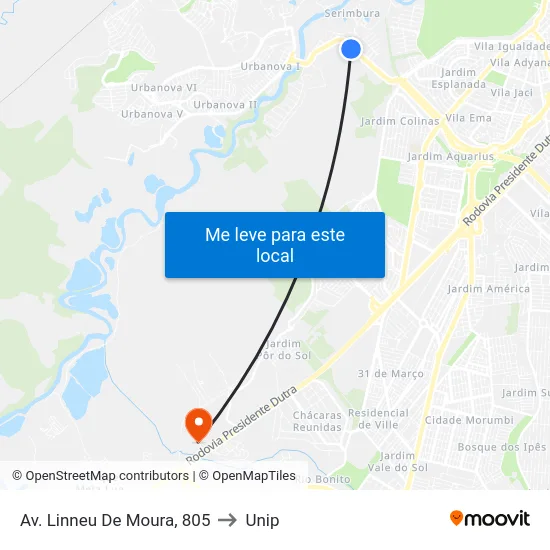 Av. Linneu De Moura,  805 to Unip map