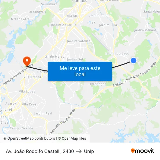 Av. João Rodolfo Castelli, 2400 to Unip map