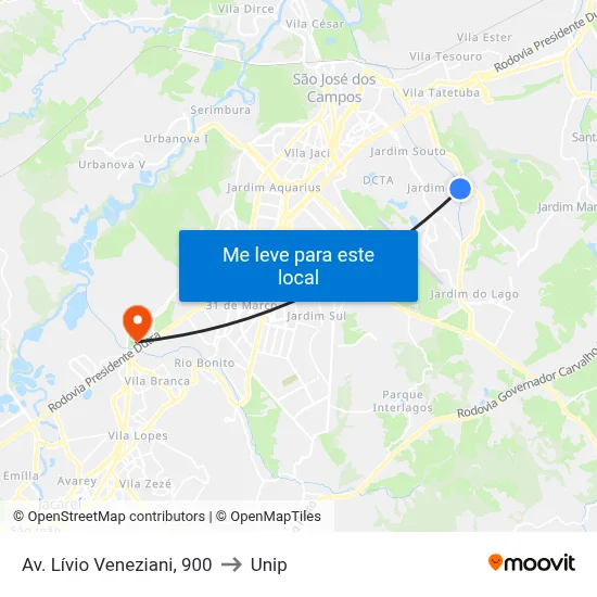 Av. Lívio Veneziani, 900 to Unip map