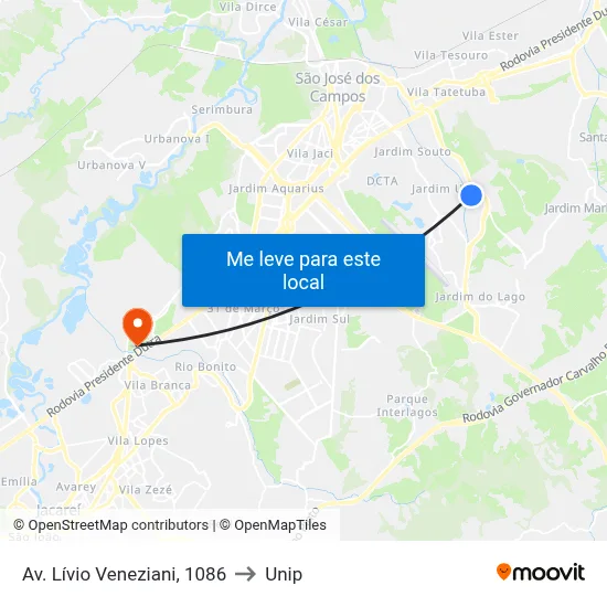 Av. Lívio Veneziani, 1086 to Unip map