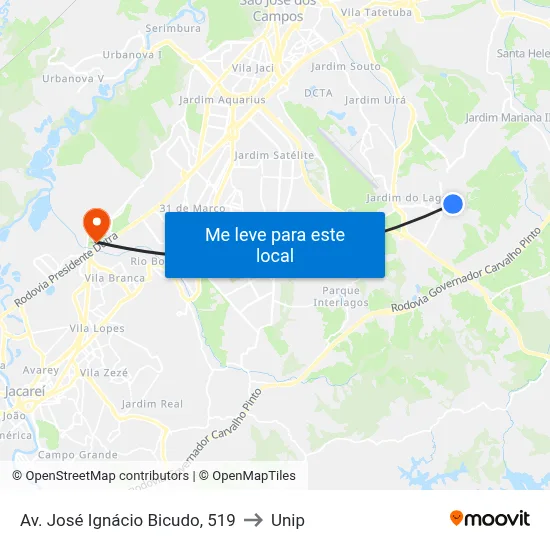 Av. José Ignácio Bicudo, 519 to Unip map