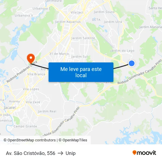 Av. São Cristóvão, 556 to Unip map