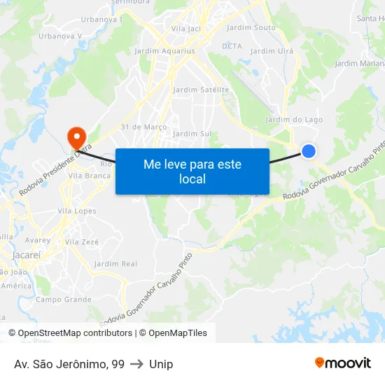 Av. São Jerônimo, 99 to Unip map