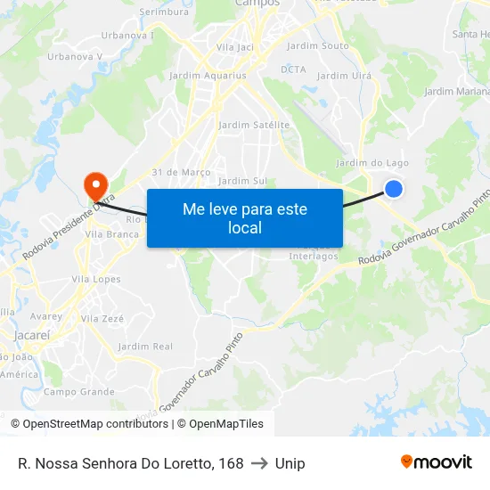 R. Nossa Senhora Do Loretto, 168 to Unip map