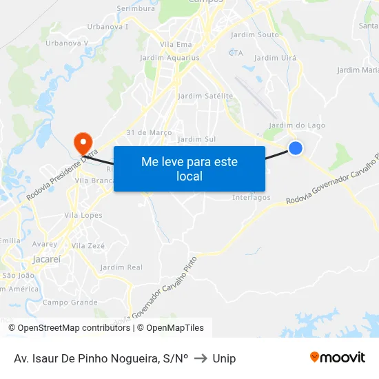 Av. Isaur De Pinho Nogueira, S/Nº to Unip map