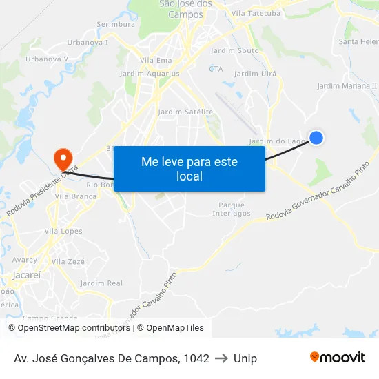 Av. José Gonçalves De Campos, 1042 to Unip map