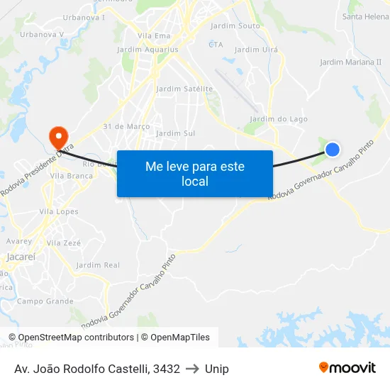 Av. João Rodolfo Castelli, 3432 to Unip map