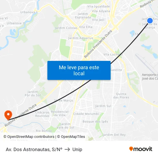 Av. Dos Astronautas, S/Nº to Unip map