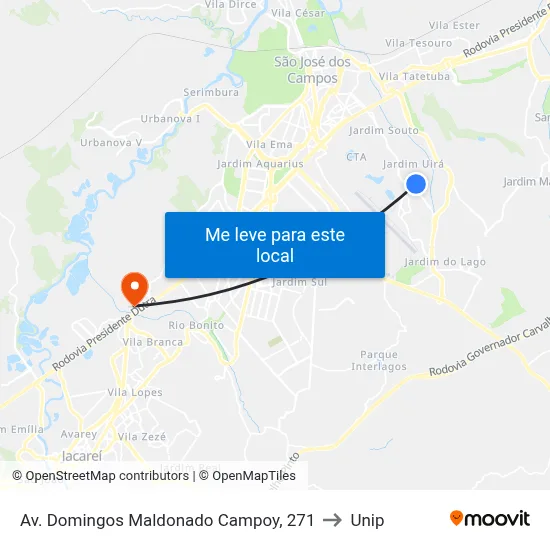 Av. Domingos Maldonado Campoy, 271 to Unip map