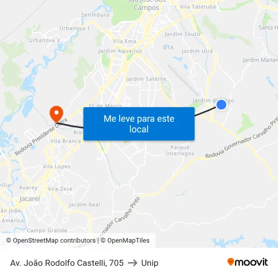 Av. João Rodolfo Castelli, 705 to Unip map