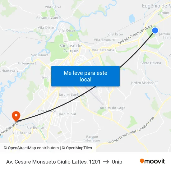 Av. Cesare Monsueto Giulio Lattes, 1201 to Unip map