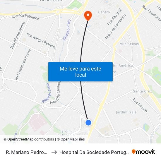 R. Mariano Pedroso De Almeida to Hospital Da Sociedade Portuguesa De Beneficência map