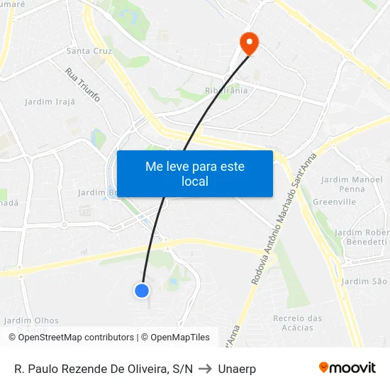 R.  Paulo Rezende De Oliveira, S/N to Unaerp map