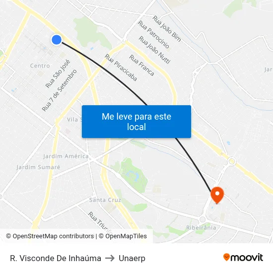 R. Visconde De Inhaúma to Unaerp map