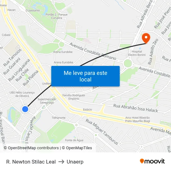 R. Newton Stilac Leal to Unaerp map