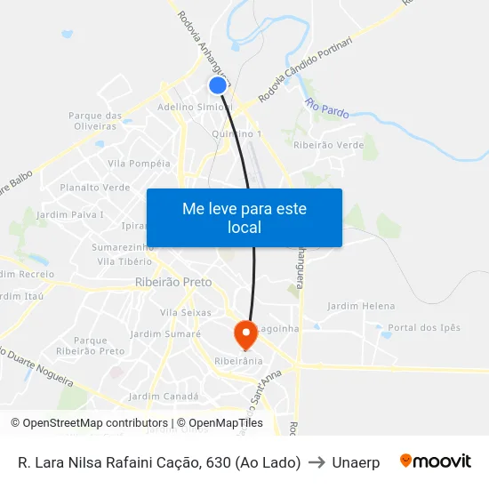 R. Lara Nilsa Rafaini Cação, 630 (Ao Lado) to Unaerp map