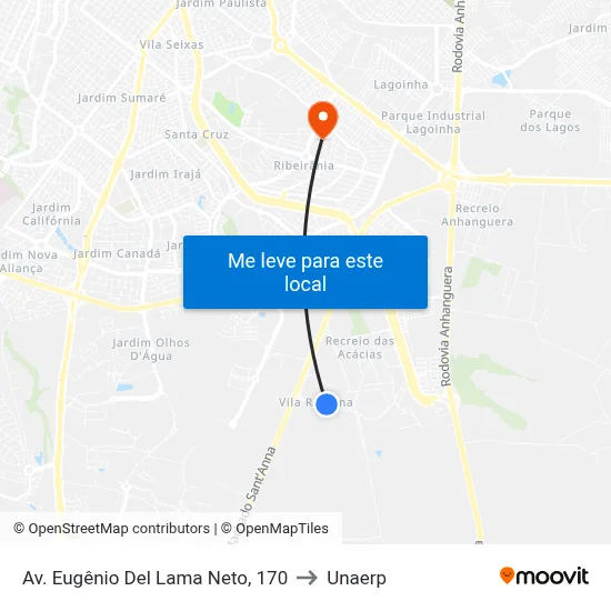 Av. Eugênio Del Lama Neto, 170 to Unaerp map