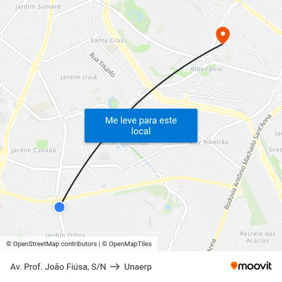 Av. Prof. João Fiúsa, S/N to Unaerp map