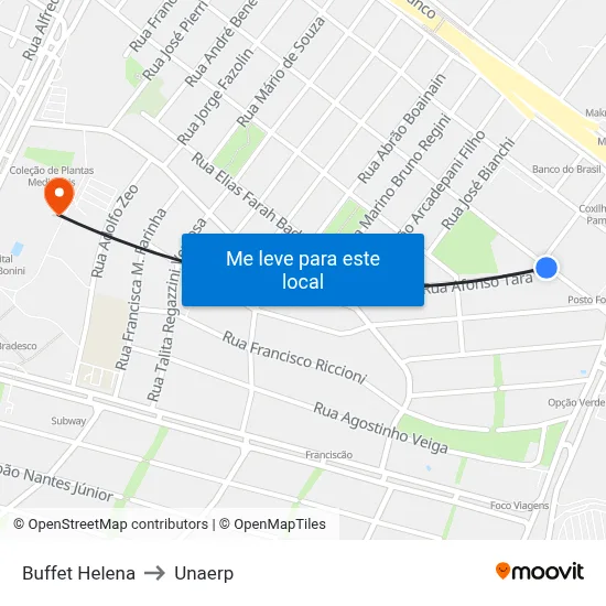 Buffet Helena to Unaerp map