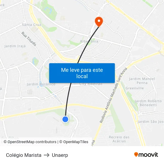 Colégio Marista to Unaerp map