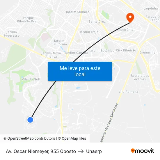 Av. Oscar Niemeyer, 955 Oposto to Unaerp map