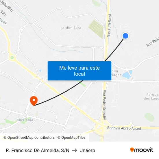 R.  Francisco De Almeida, S/N to Unaerp map