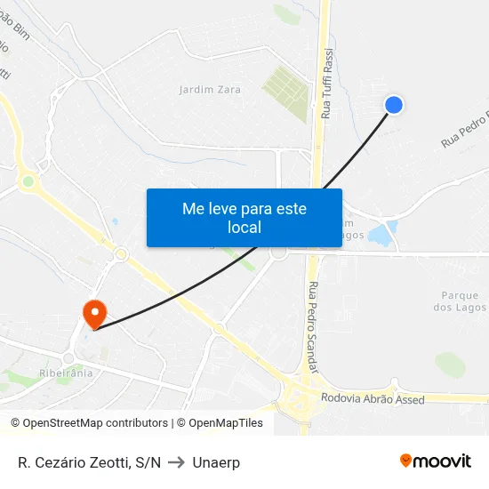 R. Cezário Zeotti, S/N to Unaerp map