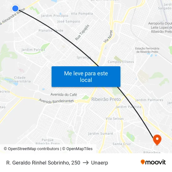 R. Geraldo Rinhel Sobrinho, 250 to Unaerp map