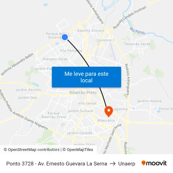 Ponto 3728 - Av. Ernesto Guevara La Serna to Unaerp map