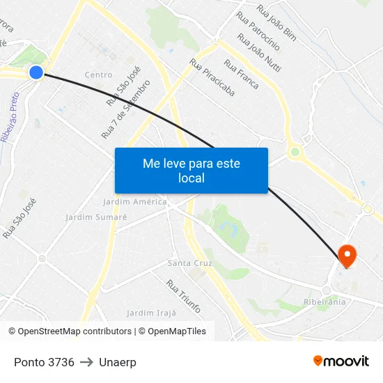 Ponto 3736 to Unaerp map