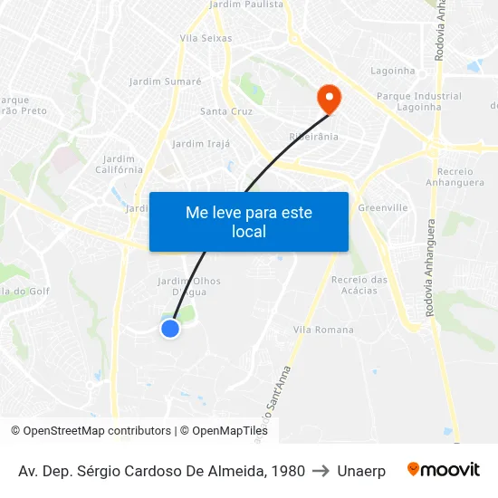 Av. Dep. Sérgio Cardoso De Almeida, 1980 to Unaerp map