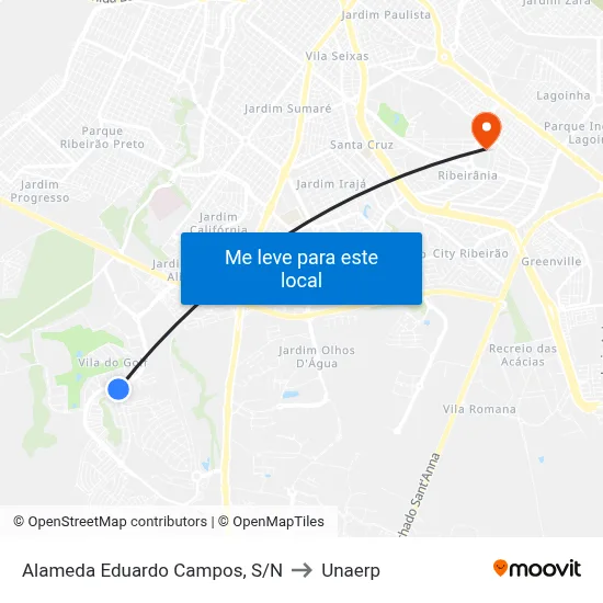 Alameda Eduardo Campos, S/N to Unaerp map