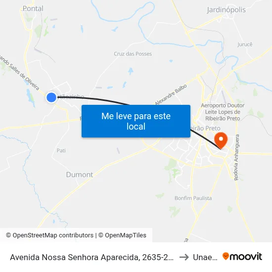 Avenida Nossa Senhora Aparecida, 2635-2685 to Unaerp map