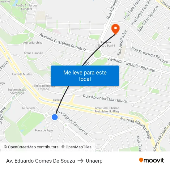 Av. Eduardo Gomes De Souza to Unaerp map