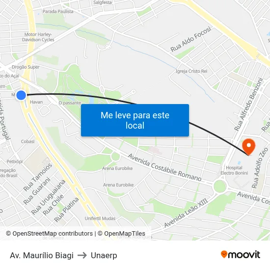 Av. Maurílio Biagi to Unaerp map