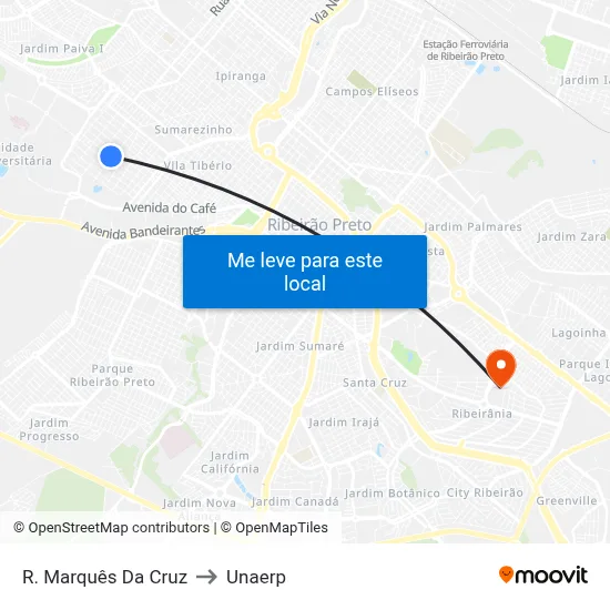 R. Marquês Da Cruz to Unaerp map