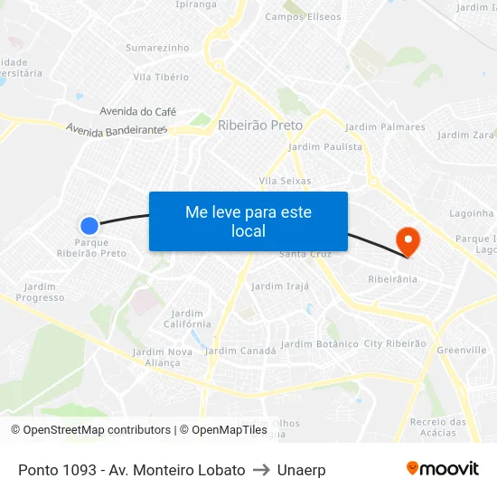 Ponto 1093 - Av. Monteiro Lobato to Unaerp map