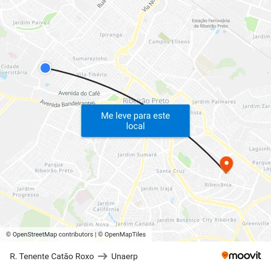 R. Tenente Catão Roxo to Unaerp map