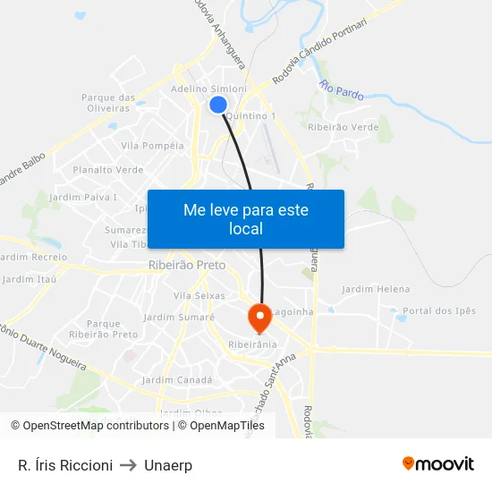 R. Íris Riccioni to Unaerp map