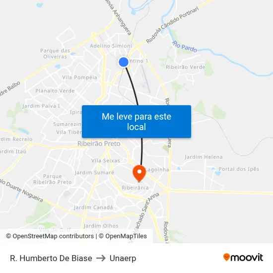 R. Humberto De Biase to Unaerp map