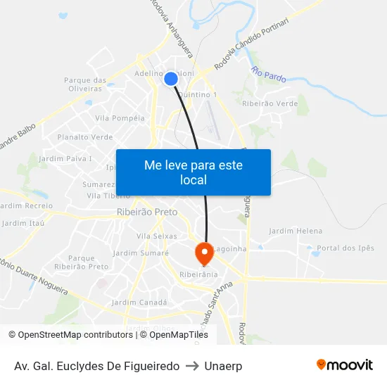 Av. Gal. Euclydes De Figueiredo to Unaerp map