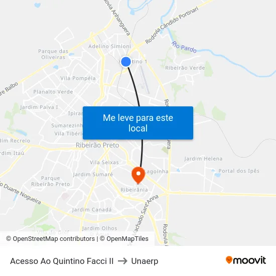 Acesso Ao Quintino Facci II to Unaerp map