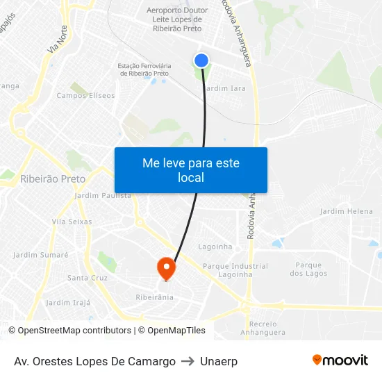 Av. Orestes Lopes De Camargo to Unaerp map